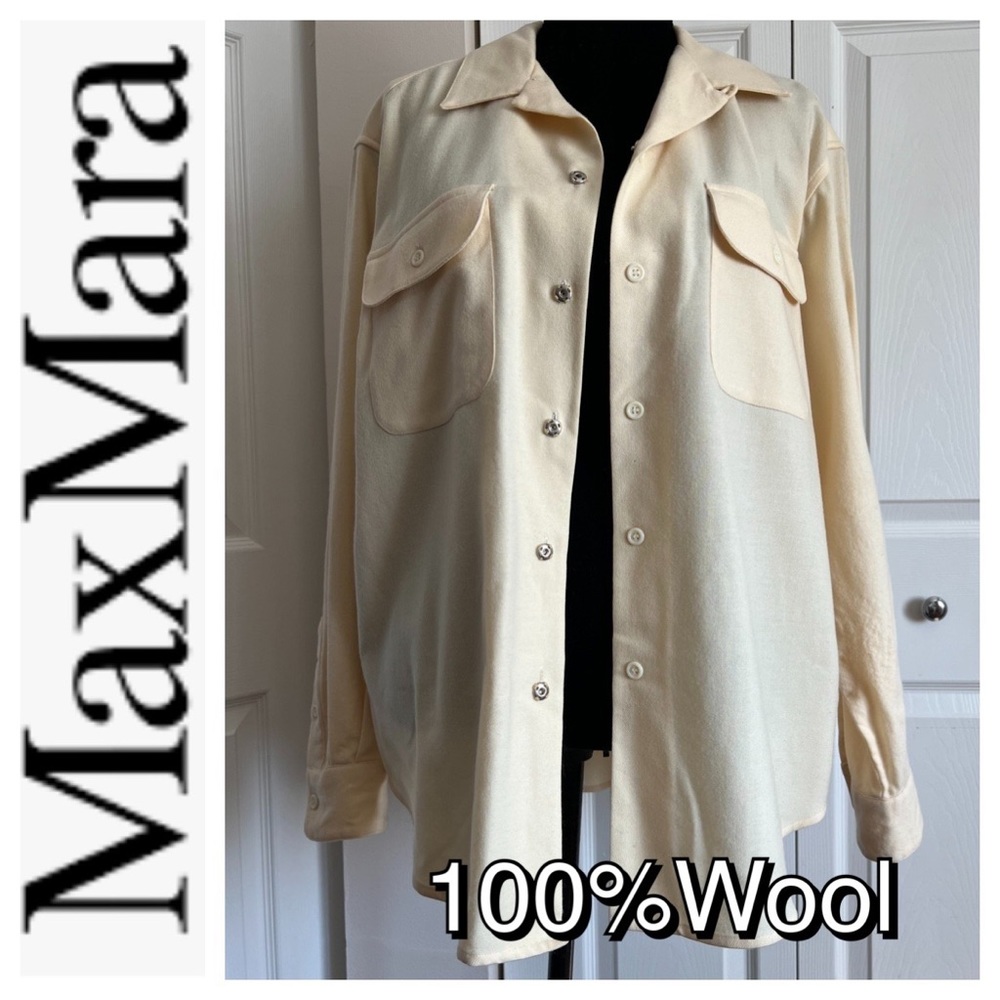 MaxMara Cream Wool Button Down Shirt